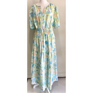 Casacabana maxi dress tiered boomstick aqua blue summer vacation resort women XL
